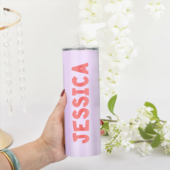Custom 20oz Name Tumbler Cup Custom Skinny Stainless Steel Tumblers with Name Christmas Gift