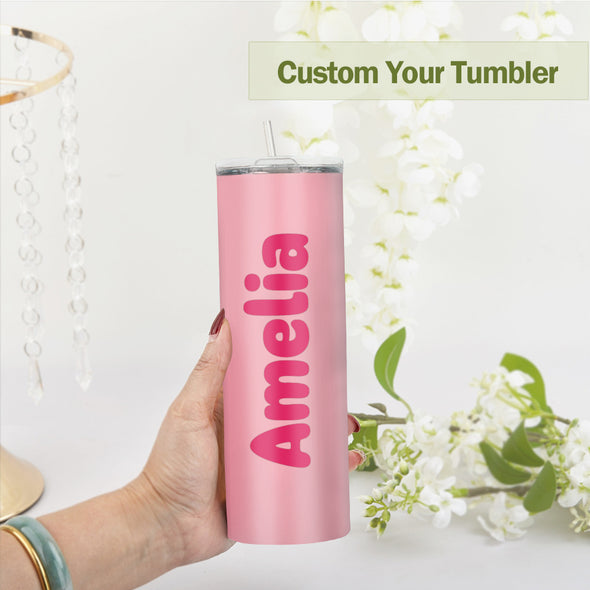 Custom 20oz Name Tumbler Cup Custom Skinny Stainless Steel Tumblers with Name Christmas Gift