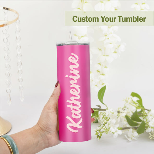 Custom 20oz Name Tumbler Cup Custom Skinny Stainless Steel Tumblers with Name Christmas Gift
