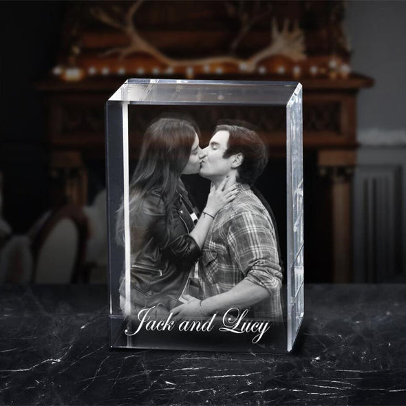 Custom 3D Crystal Photo Personalized 3D Laser Photo Engraved Crystal Christmas Gift