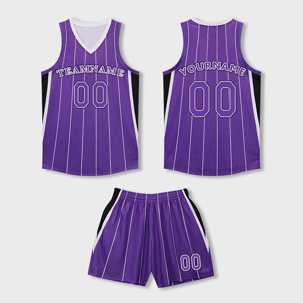 Custom Basketball Team Pinstripe Uniforms Sets