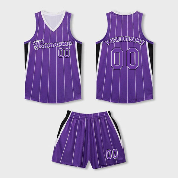 Custom Basketball Team Pinstripe Uniforms Sets