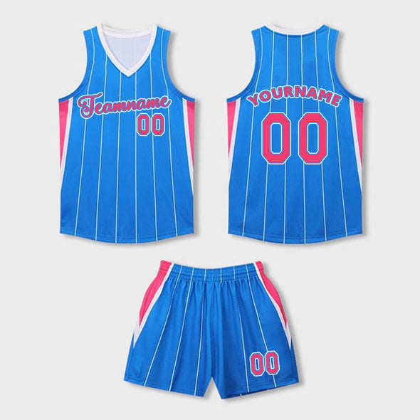 Custom Basketball Team Pinstripe Uniforms Sets