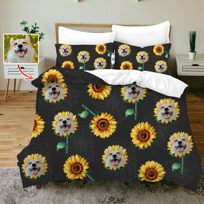 Custom Bedding Set with Pet Face Custom Pet Photo Duvet Cover Custom Bed Sheets Gift for Christmas