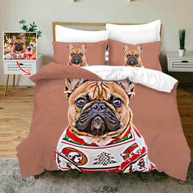 Custom Bedding Set with Pet Picture Custom Dog Cat Photo Duvet Cover Custom Pet Bed Sheets