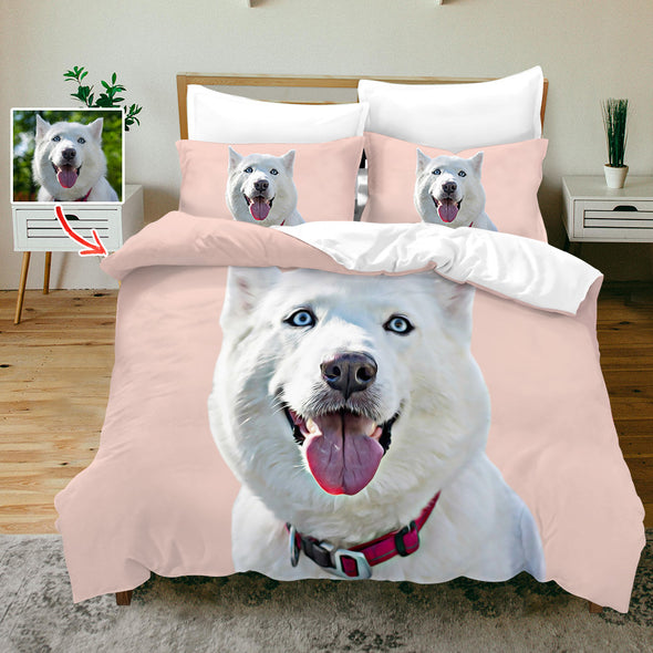 Custom Bedding Set with Pet Picture Custom Dog Cat Photo Duvet Cover Custom Pet Bed Sheets