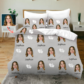 Custom Bedding Set with Picture Text Custom Duvet Cover Pillow Case Custom Bed Sheets Gift