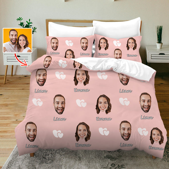 Custom Bedding Set with Picture Text Custom Duvet Cover Pillow Case Custom Bed Sheets Gift