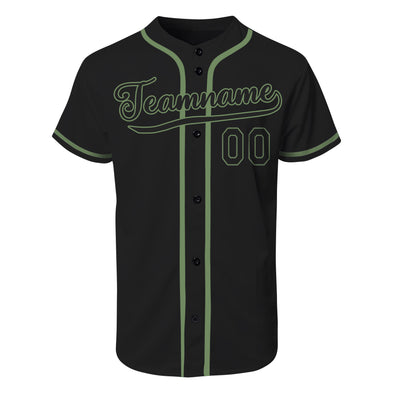 Custom Black Green Authentic Baseball Jersey Gift for Baseball Fans