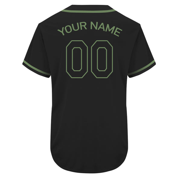 Custom Black Green Authentic Baseball Jersey Gift for Baseball Fans