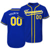 Custom Blue Yellow Authentic Baseball Jersey