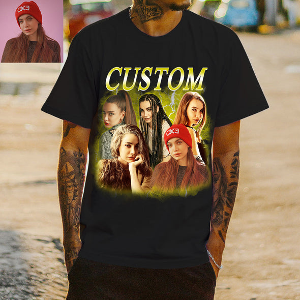 Custom Bootleg Rap Tee Shirt Custom Photo Vintage Graphic 90s T-shirt Custom Photo Shirt