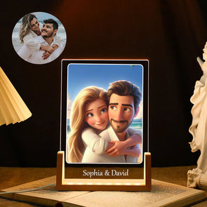 Custom Cartoon Portrait Night Light Cartoon Style Gift Personalized Pixar Photo Frame LED Lamp Christmas Gift