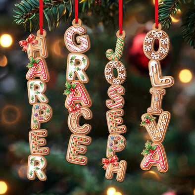 Custom Christmas Gingerbread Alphabet Ornament Personalized Name Ornaments Custom Stocking Family Name Tag