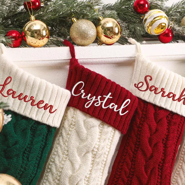 Custom Christmas Stocking with Name Custom Name Knitted Stockings Embroidered Customized Stocking