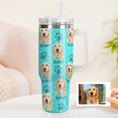 Custom Dog Photo Stainless Steel Tumbler with Handle Custom Dog Photo Cup 40oz Tumbler Christmas Gift
