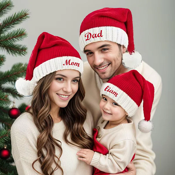 Personalized Santa Hats with Name Custom Embroidered Christmas Hat for Family Custom Santa Claus hat