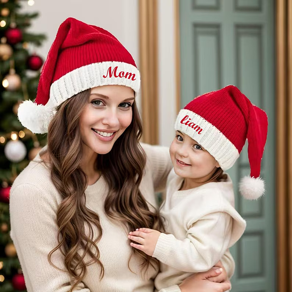 Personalized Santa Hats with Name Custom Embroidered Christmas Hat for Family Custom Santa Claus hat