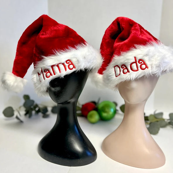 Custom Embroidered Santa Hats Custom Christmas Party Hats for Family Personalized Santa Hats with Name