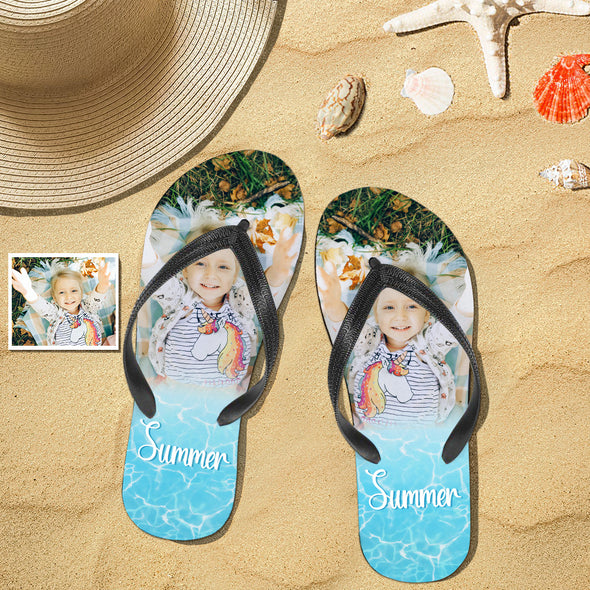 Custom Face Photo Flip Flops with Picture For Man And Woman Summer Beach Slide Sandals