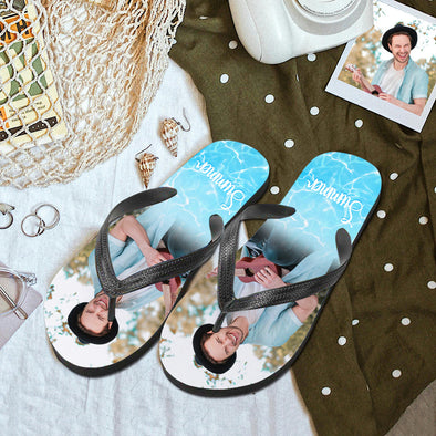 Custom Face Photo Flip Flops with Picture For Man And Woman Summer Beach Slide Sandals