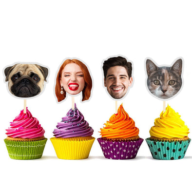 Custom Photo Cupcake Topper for Pet Dog Party Baby Shower Supplies Kids Birthday Party Decor