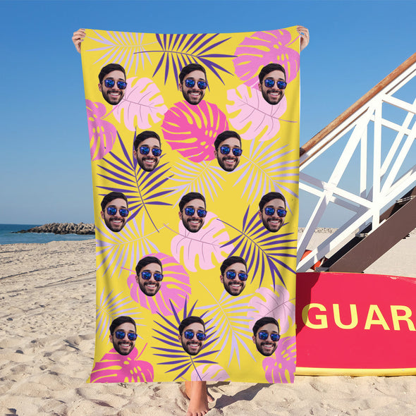 Custom Summer Beach Towel Custom Towel with Face Photo Beach Towel