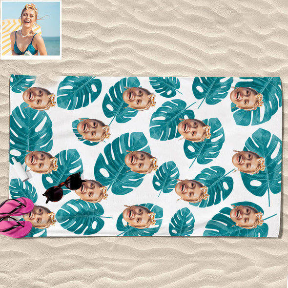 Custom Summer Beach Towel Custom Towel with Face Photo Beach Towel