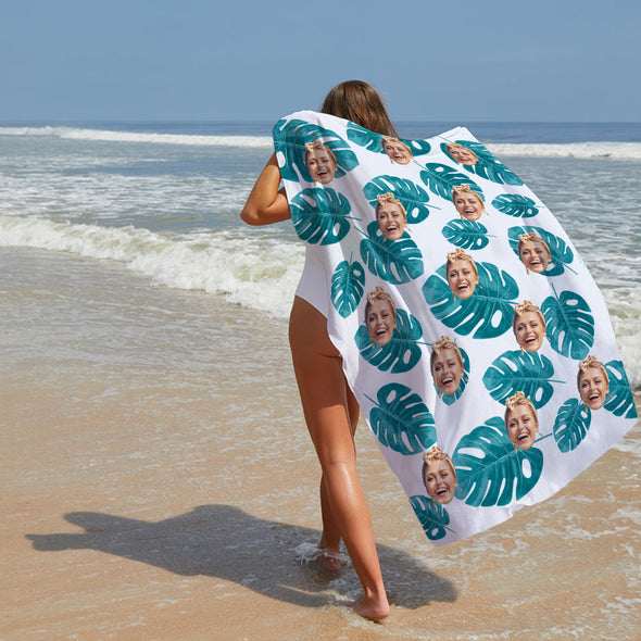 Custom Summer Beach Towel Custom Towel with Face Photo Beach Towel