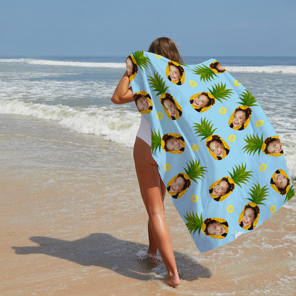 Personalized Beach Towel with Picture Custom Face Seamless Towel Funny Gift