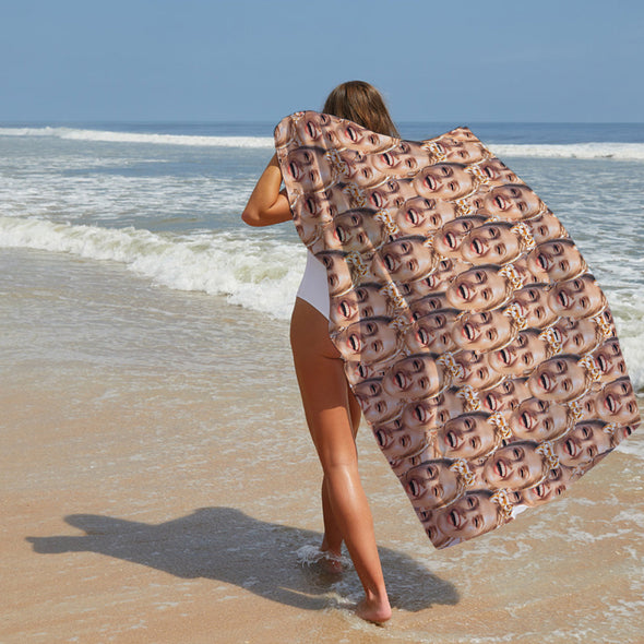 Personalized Beach Towel with Picture Custom Face Seamless Towel Funny Gift