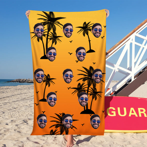 Personalized Beach Towel with Picture Custom Face Seamless Towel Photo Towel Funny Gift