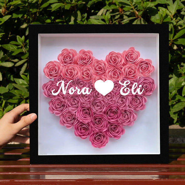 Mom Custom Flower Shadow Box with Text Dried Rose Flower GIft Box Gift for Wife Christmas Gift