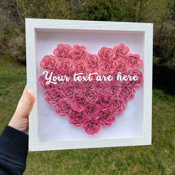 Gift for Mom Gift for Girlfriend Custom Flower Shadow Box with Text Dried Rose Flower GIft Box