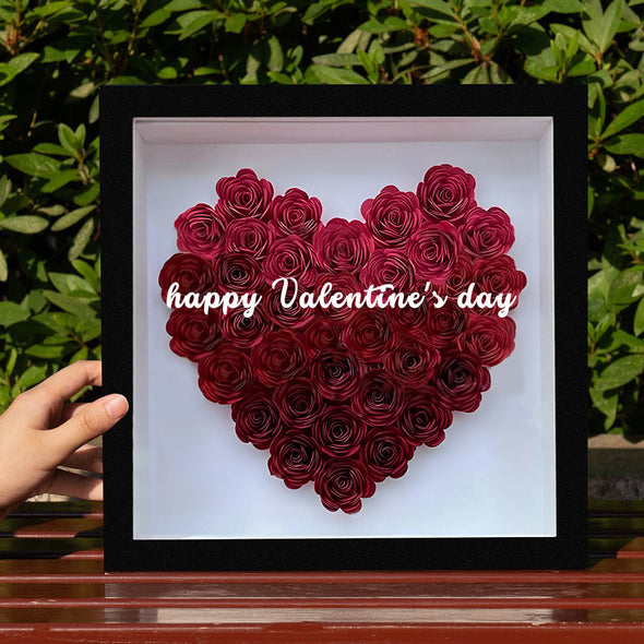 Gift for Mom Gift for Girlfriend Custom Flower Shadow Box with Text Dried Rose Flower GIft Box