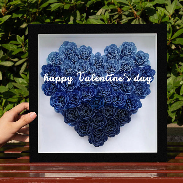 Gift for Mom Gift for Girlfriend Custom Flower Shadow Box with Text Dried Rose Flower GIft Box