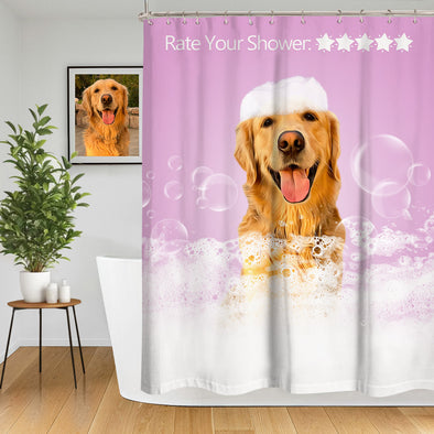 Custom Funny Dog Shower Curtain for Bathroom Personalized Shower Curtain with Dog Pet Photo