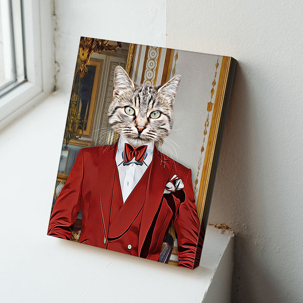 Custom Gentleman Pet Photo Canvas Print Custom Pet Portraits Canvas Living Room Wall Art