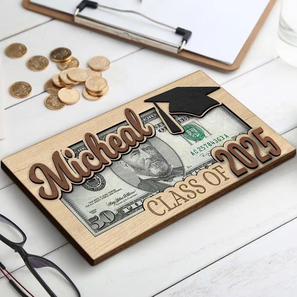 Personalized Grad Money Holder Custom Grad Gift Gift for High School Senior Custom Grad Name Cash Holder