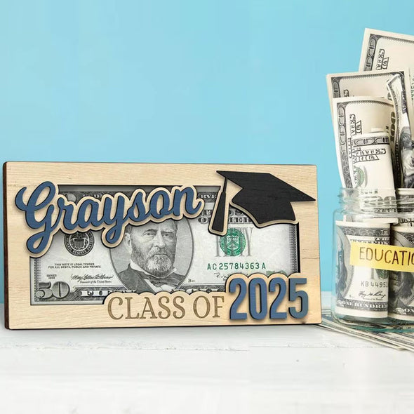 Personalized Grad Money Holder Custom Grad Gift Gift for High School Senior Custom Grad Name Cash Holder