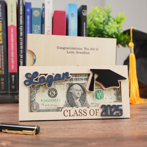 Personalized Grad Money Holder Custom Grad Gift Gift for High School Senior Custom Grad Name Cash Holder