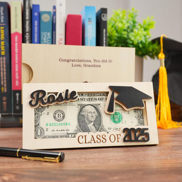 Personalized Grad Money Holder Custom Grad Gift Gift for High School Senior Custom Grad Name Cash Holder