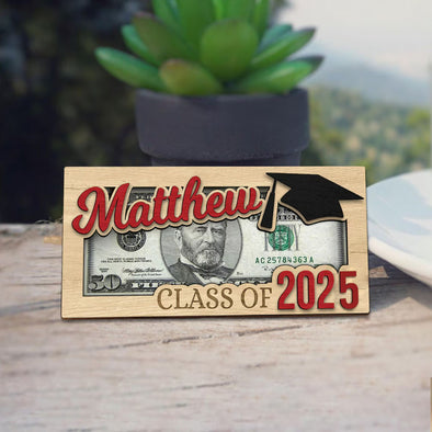 Personalized Grad Money Holder Custom Grad Gift Gift for High School Senior Custom Grad Name Cash Holder