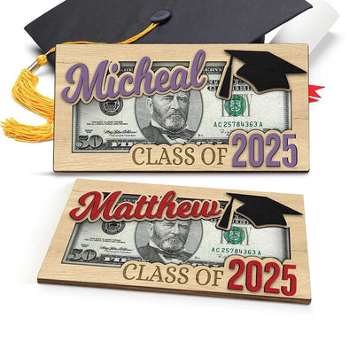 Personalized Grad Money Holder Custom Grad Gift Gift for High School Senior Custom Grad Name Cash Holder