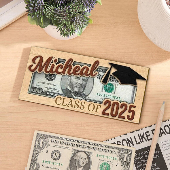 Personalized Grad Money Holder Custom Grad Gift Gift for High School Senior Custom Grad Name Cash Holder