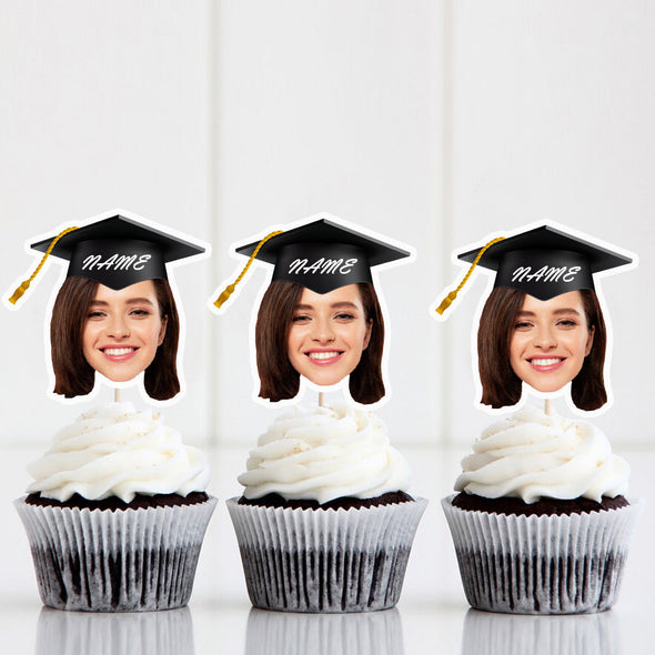 Custom Graduation Party Face Cupcake Toppers Graduation Party Decorations