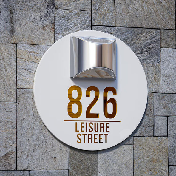 Custom LED House Address Sign Custom House Number Sign With Solar Light Laser Cutting Door Number Plaque