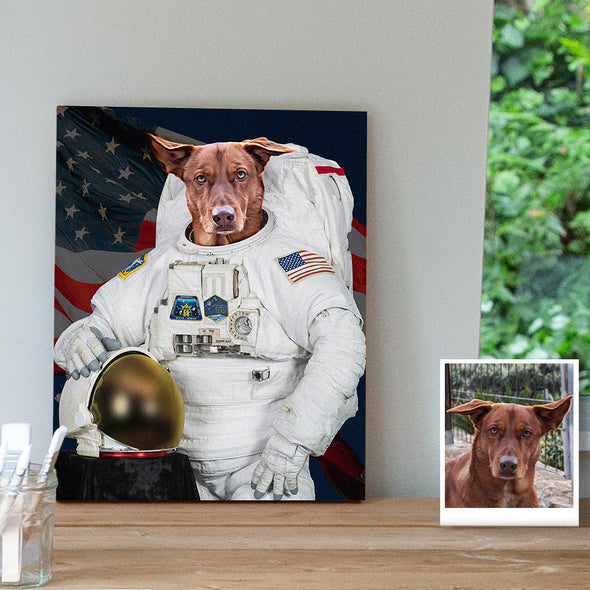 Custom Pet Astronaut Canvas Custom Dog Cat Portrait Canvas Wall Art for Home Decor