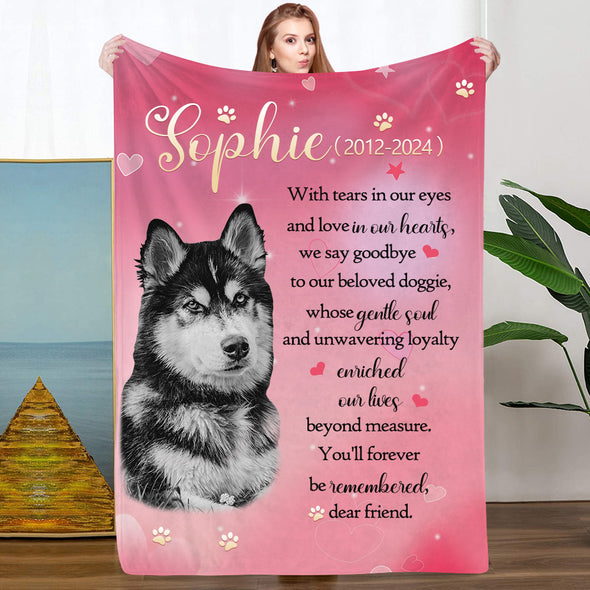 Custom Pet Blanket Pet Loss Gift Personalized Dog Memorial Blanket Cat Memorial Blanket