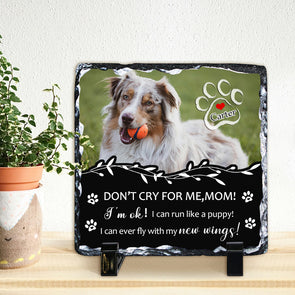 Custom Pet Memorial Photo Stone Square Slate Rock Plaque Personalized Dog Cat Remembrance Gifts